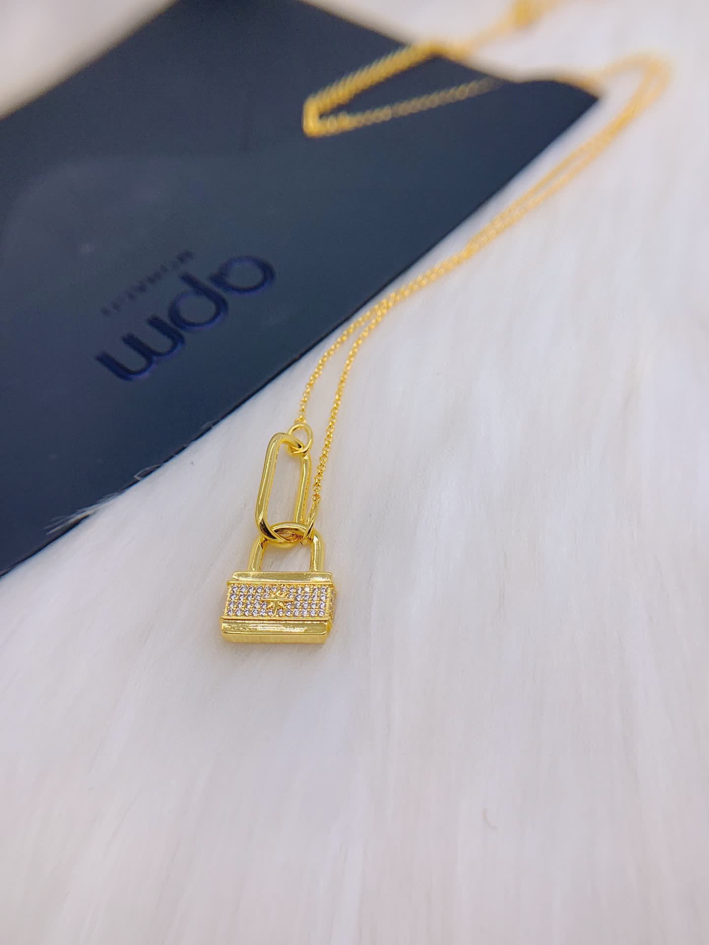 APM Monaco Gold Lock Pendant Necklace